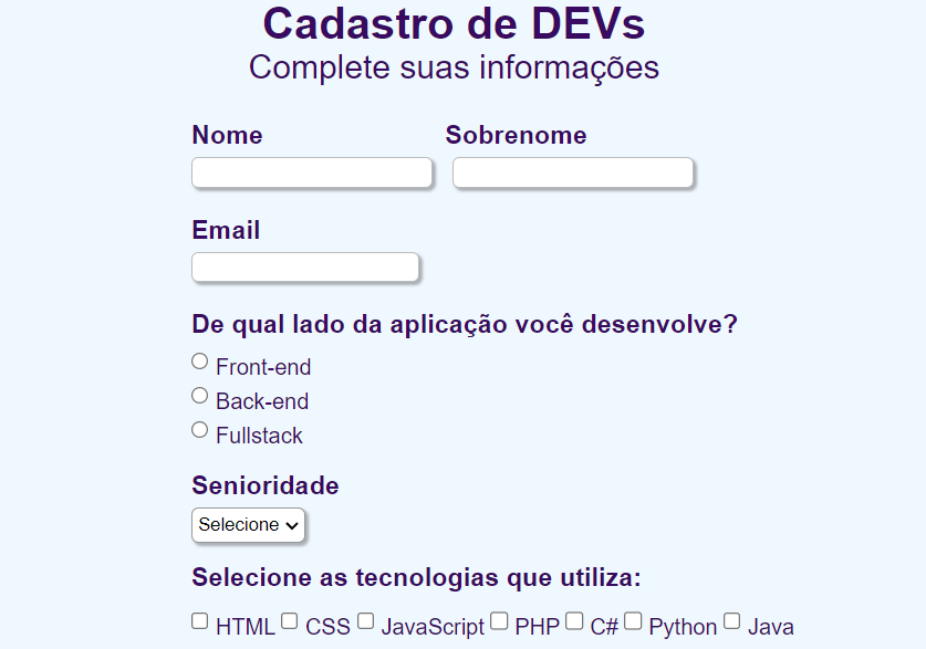 Foto do projeto Formulario